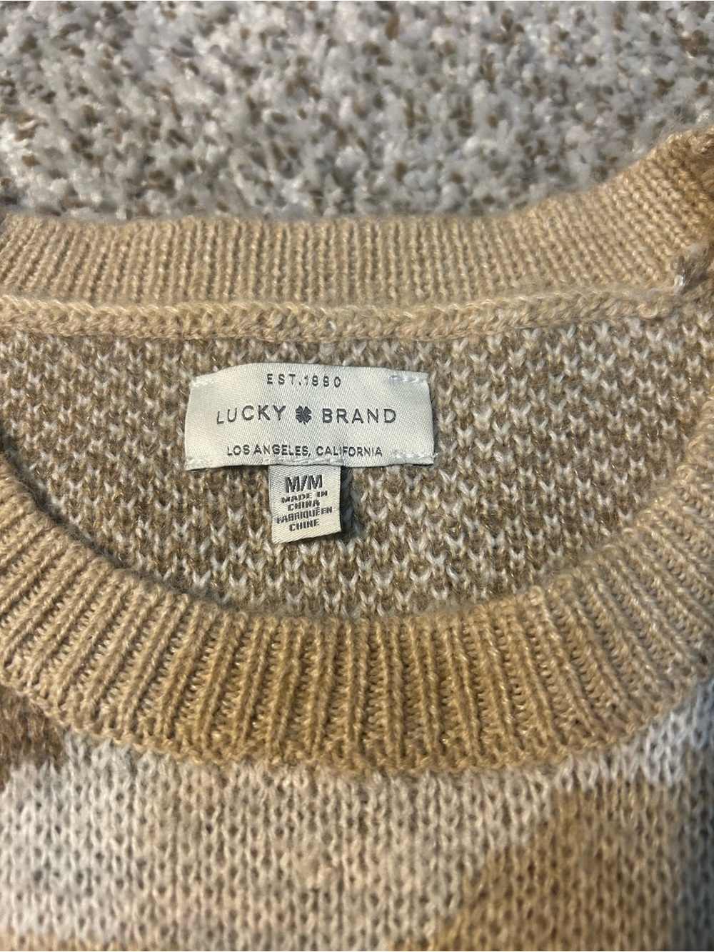 Lucky Brand Women's Camo Crewneck Sweater in Beige and Brown - Picture 3 of 6
